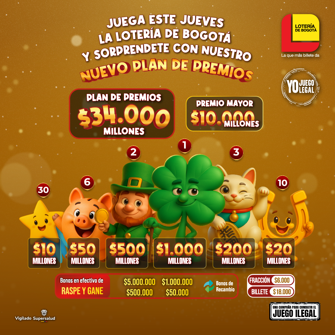 La Lotería de Bogotá estrena nuevo plan de premios en su Sorteo Especial 2807 